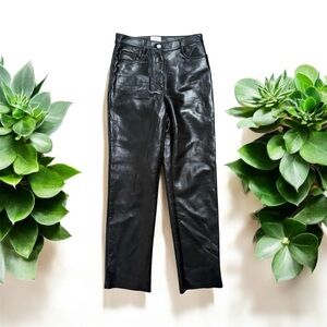 Aritzia Wilfred Melina Black Faux Leather Pants Size 0